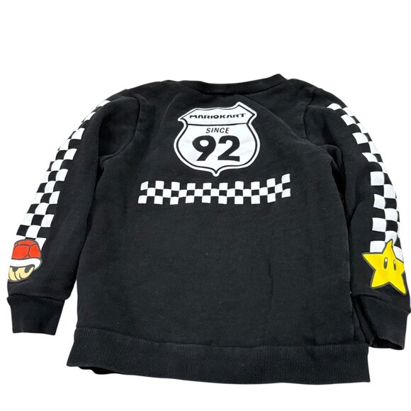 Universal Studios Japan Mario Kart Kids Sweatshirt Black Checkered 110/5 - Picture 4 of 7